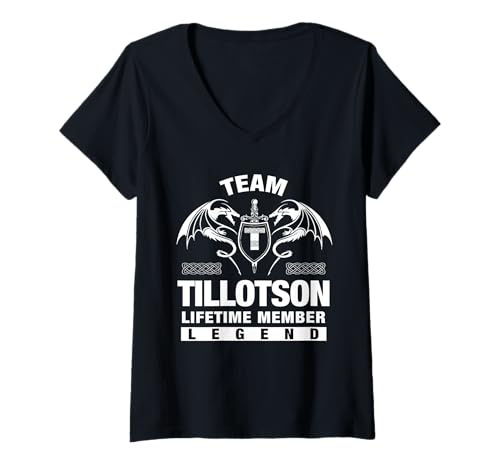 Damen Team Tillotson – Lebenslange Mitgliedsgeschenke T-Shirt mit V-Ausschnitt von TILLOTSON FAMILY Idea Gifts