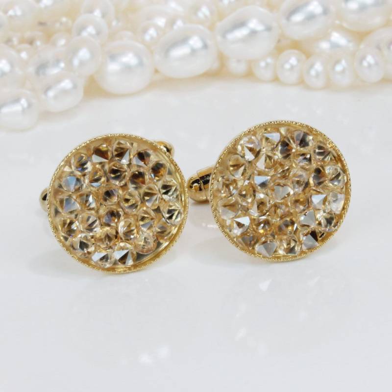 Champgne Braun Manschettenknöpfe Bräutigam Trauzeuge Hochzeit Kristall Frau Vater Der Braut Vatertag, Gold, Golden Shadow, Ga8 von TIMATIBO