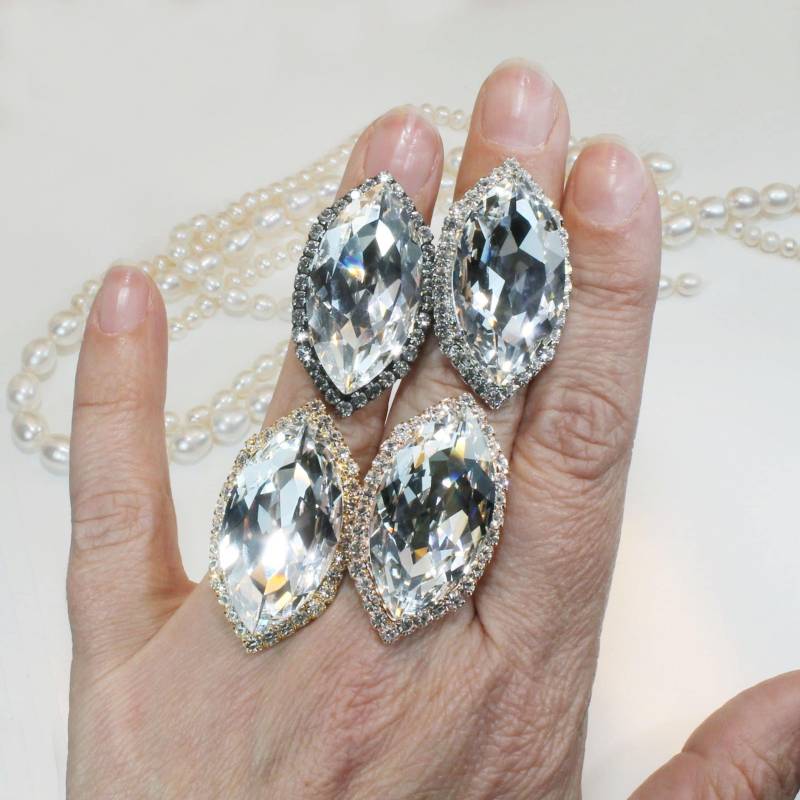 Cocktailring, Großer Marquise Ring, Diamant Wie Kristallklarer April Geburtsstein, Braut Alternative Hochzeit, Gr66 von TIMATIBO