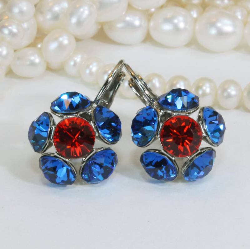 Florida Gator Ohrringe, College Football Schmuck, Cheerleader Orange Und Blau Kristallohrringe, Geschenk, Se7 von TIMATIBO