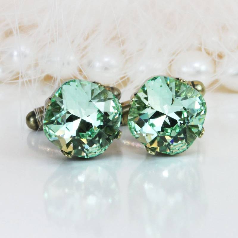 Grüne Kristall Manschettenknöpfe Trauzeuge Geschenk Minze Hochzeit Bräutigam Frauen Männer Vater Der Braut 12mm, Ba7 von TIMATIBO