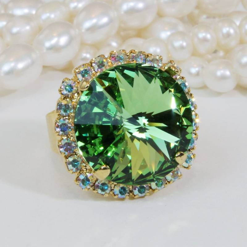 Grüner Cocktail Ring, Peridot Stein Hochzeit Gast Schmuck, August Birthstone Alternative Verlobung Anlass Gr48 von TIMATIBO