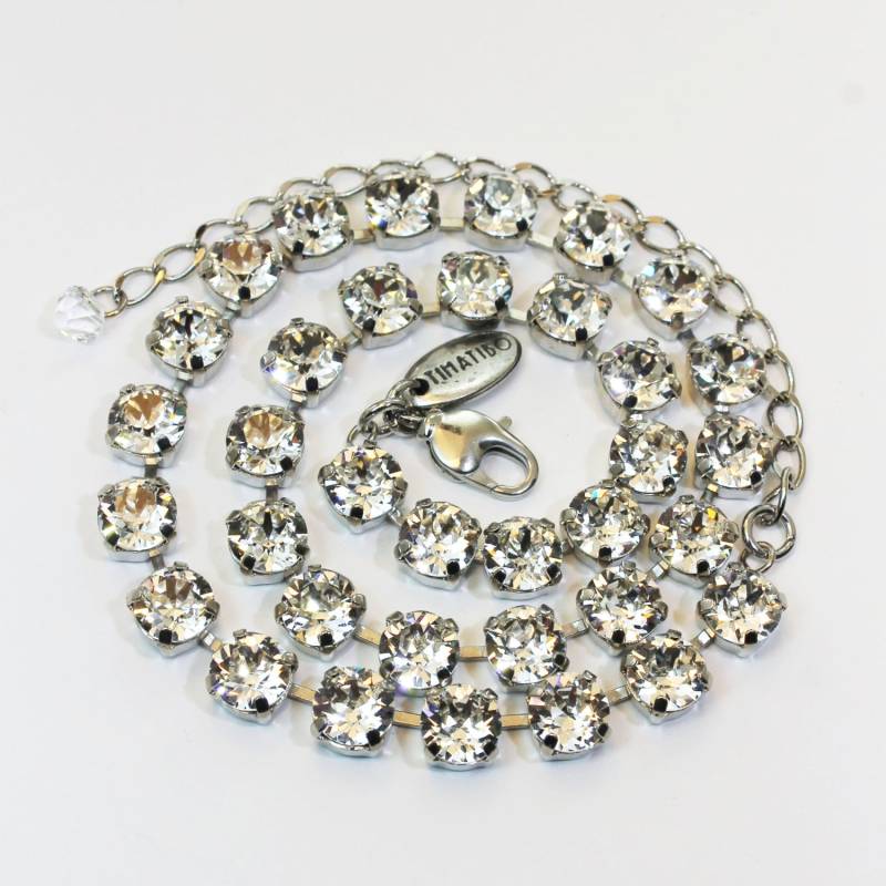 Klare Kristallhalskette Set Brautweißer Kristall 8 Mm Tennis European All Clear Diamond Wie Brautjungfern Geschenk Strass, Silber, Klar, Sn1 von TIMATIBO