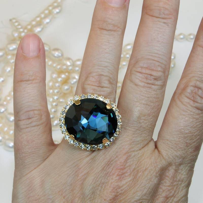 Kristall Brautring Braut Cocktailring Cabochon 5mm Breit, Hochzeit Ring, Ring Gr von TIMATIBO