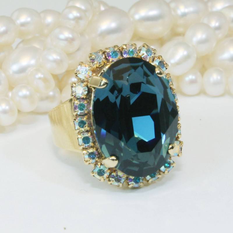 Kristall Gold Ring Verstellbar Oval von TIMATIBO