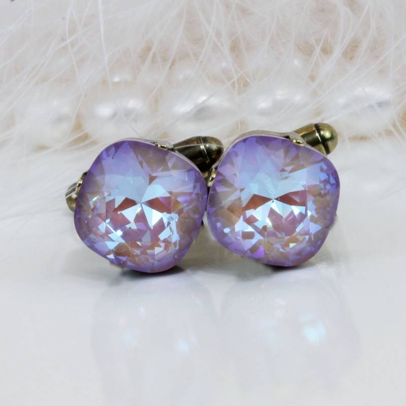 Lila Manschettenknöpfe Flieder Bräutigam Trauzeugen Trauzeuge Geschenk European Crystal Opal Hochzeit Manschettenknopf Brautvater, Messing von TIMATIBO