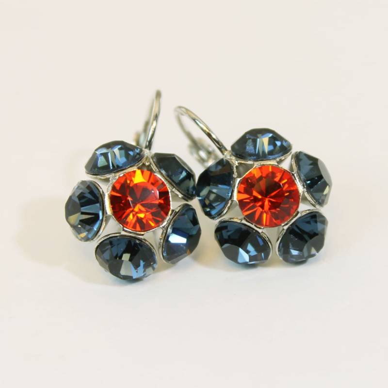 Navy Orange Ohrringe Kastanien Broncos Tiger Bären Virginia Cavaliers Kristall Spieltag Ohrringe, Silber, Se7 von TIMATIBO