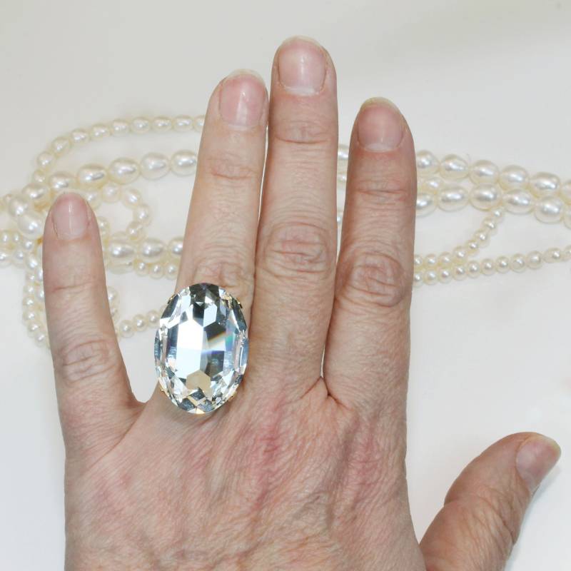 Oversize Cocktail Ring, Klarer Kristall Ring Für Die Braut, Statement Ringe, Hochzeitsfeier Schmuck, Big Verlobungsring, Braut Party, Gr62 von TIMATIBO