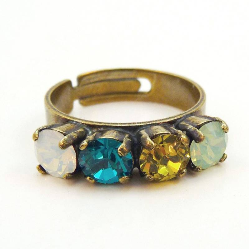 Petrol Lime Ring Verstellbarer Mintgrün 6 Mm Kristall Kristallgrün, Keramik, Karibik, Mehrfarbig von TIMATIBO