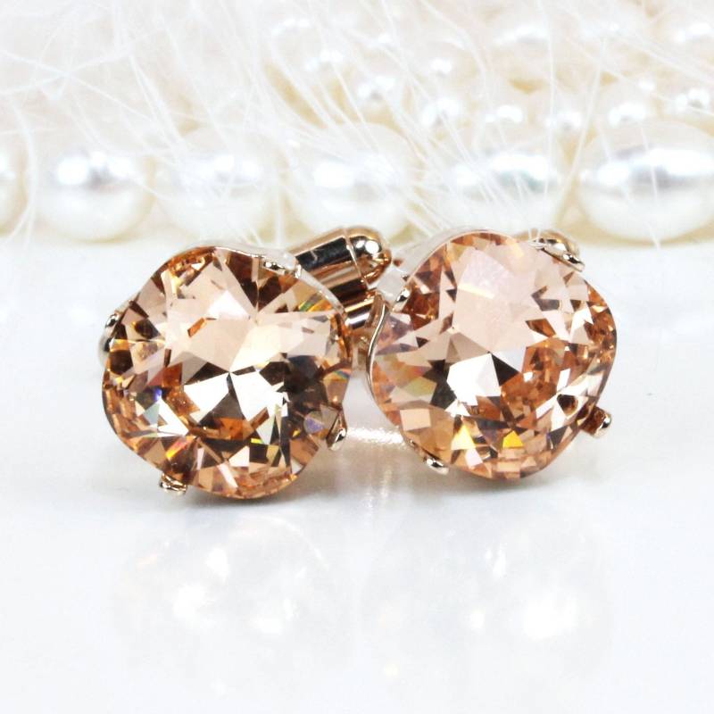 Pfirsich Manschettenknöpfe European Crystal Bestman Geschenk Hochzeit Schmuck Bräutigam Trauzeugen Manschettenknopf Vater Der Braut, Rose Gold von TIMATIBO