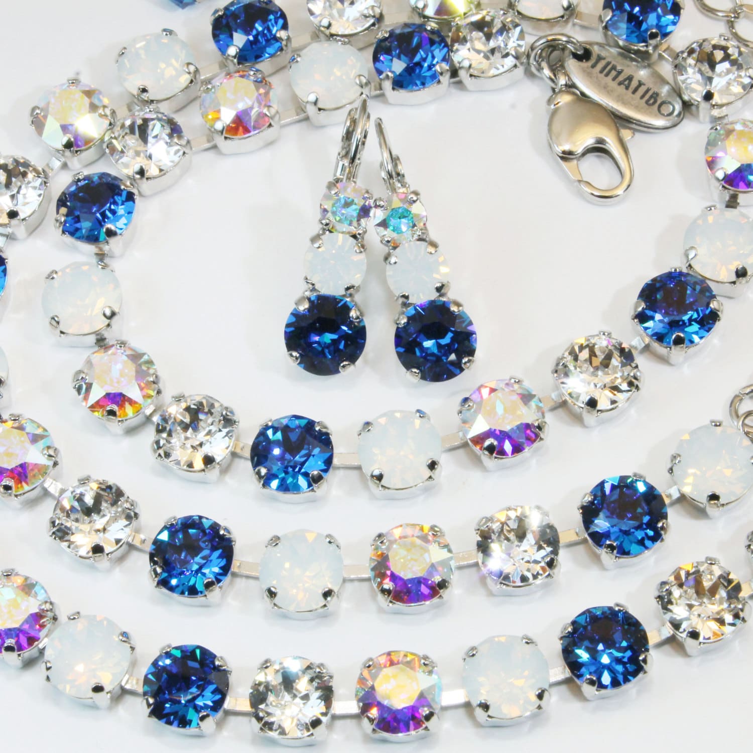 Royal Blau Weiß Halskette Duke Yale Colts Wildcats Kansas Jayhawks Kristall Schule Farben Silber, Sn1 von TIMATIBO