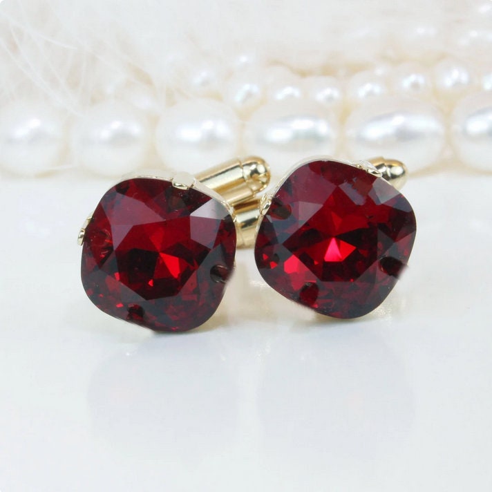 Rubin Manschettenknöpfe, Manschettenknöpfe Mit Rotem Kristall, Edelstein Trauzeuge Geschenk, Hochzeit Für Bräutigam, Mann Anzug Zubehör, Ga7 von TIMATIBO