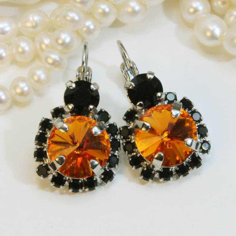 Black & Orange Crystal Drop Ohrringe Halloween Schmuck von TIMATIBO