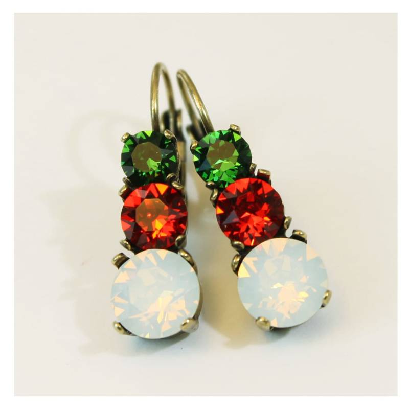Weihnachts Ohrringe, Rot Grün Weiß Kristall Tropfen, Festlicher Schmuck, Weihnachtsgeschenk, Weihnachten Stocking Stuffer, Baumeln Be45 von TIMATIBO