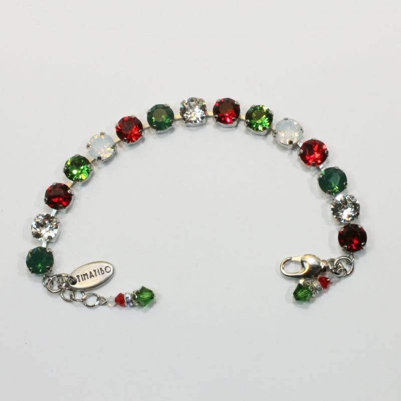 Weihnachtsarmbänder, Rot, Weiß, Grün, Tennisarmband, Urlaub Schmuck, Weihnachtsgeschenke Für Sie, Festliches Kristall Armband, Bling Sb1 von TIMATIBO