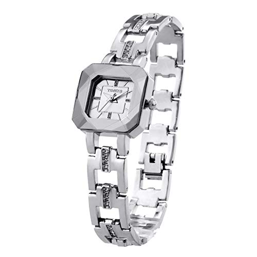 TIME100 Damen Uhren Armband Kristall Oval Zifferblatt Damen Armbanduhr Japanische Quarz Armbanduhr Wasserdicht (Silber), Splitter, modisch von TIME100