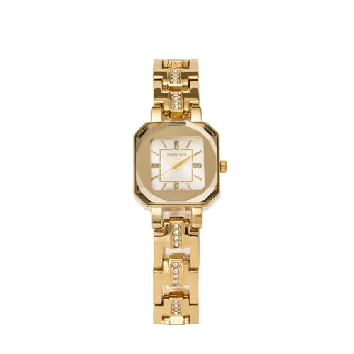 TIME100 Uhr Damen Analog Armband Zifferblatt Damen Mode Kleid Quarz Quadrat Gold Uhr Edelstahl Armband Elegante Uhr Wasserdicht von TIME100