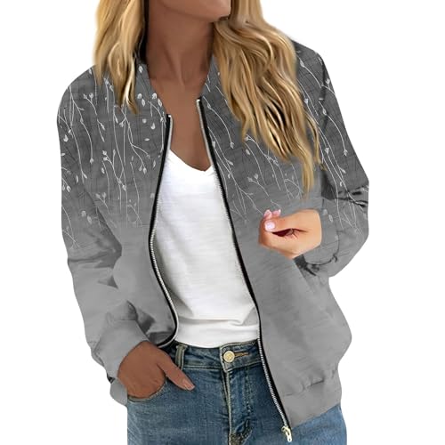 Generic Angebot des Tages Damen-Jacken Sommerjacke Damen Leicht Lang Mode Regular Fit Sommer Jacke Damen Lockere Damen Jacke Sommer Elegant Schwarze Jacke Damen(3-Gray,L) von TIMELYE