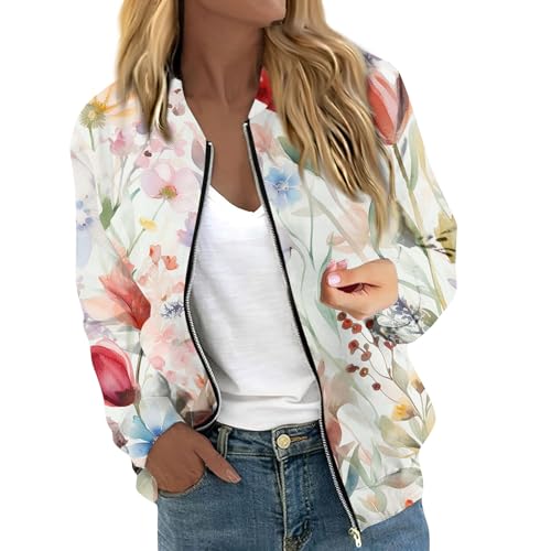 Generic Angebote des Tages Heute Bomberjacke Blau Damen Jeansjacke Damen Weiß Biker Fitness Bomberjacke Damen Herbst Bomberjacke Damen Blau Übergangsjacke Damen(1-Mint Green,XL) von TIMELYE