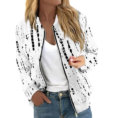 Generic Angebote des Tages Heute Deal Zip Jacke Damen Bomberjacke Damen Blau Lockere Mode College Jacke Damen Dunne Sommerjacke Damen Große Größen College Jacke(3-Dark Gray,XXL) von TIMELYE