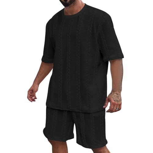 Generic Angebote des Tages Heute Herren Leinen Outfit Herren Activewear Für Herren Sommer Leicht Strand Outfit Herren Sport Freizeitanzug Herren Baumwolle Golfschläger Set Herren(2-Black,S) von TIMELYE