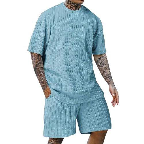 Generic Outlet Angebote Sommer Outfit Herren Sommer Herren Outfit Rundhals Oversized Hemd Sommer Herren Leichte Herren Sommer Outfit Sweatjacke Herren Ohne Kapuze(Blau,S) von TIMELYE