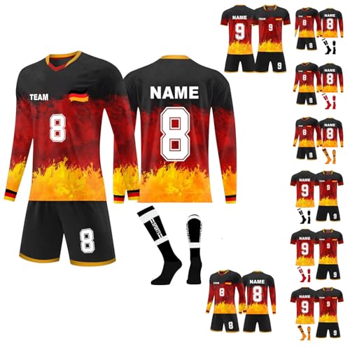 Generic Trainingsanzug Herren Kurz Armeln Gym Fussball Trikot 2 Teilig Trainingsanzug Kinder Junge Fußball Trikot Kinder Em Trikot 2024 Kinder(5-Black,XS) von TIMELYE
