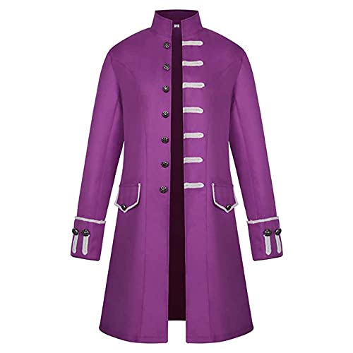 Halloween Herren Kostüm-Outfits Versorgen Kölner Jacke Elegant Unterteile Party Oberbekleidung Hof Stickerei Mantel Mantel Unisex Oberteile Classic Frack Mantel Uniform Vampir Oberteile（2-Purple，XL） von TIMELYE