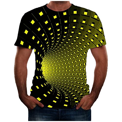 Herren 3D Druck T-Shirt, Unisex Sommer Mode Beiläufige Grafik Rundhals Kurzarm Shirt Wabe Persönlichkeit gedruckt Kurzarm Tops Lustig Kurzen Ärmeln Oberteil Weich Bequem Top Bluse Streetwear von TIMELYE