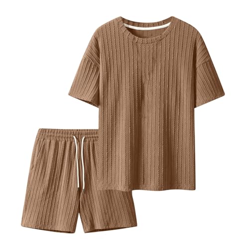 Herren T Shirt Set Stylisch Leinen Anzug Sommer Outfit Herren Tracksuit Sommer Traningsanzuganzug Strand Outfit Leinen Anzug Herren Jogginganzug Freizeitanzug Freizeit Zweiteiler Herren von TIMELYE