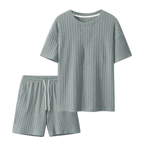 Herren T Shirt Set Stylisch Leinen Anzug Sommer Outfit Herren Tracksuit Sommer Traningsanzuganzug Strand Outfit Leinen Anzug Herren Jogginganzug Freizeitanzug Freizeit Zweiteiler Herren von TIMELYE
