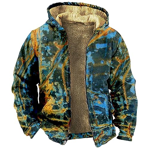 Parkamantel Warm Softshelljacke Herren Wasserdicht Schwarz Teddy Jacke Herren Winter Warm Gefüttert Jacke Business Regenmantel Herren Mantel Herren Winter(Blau,M) von TIMELYE