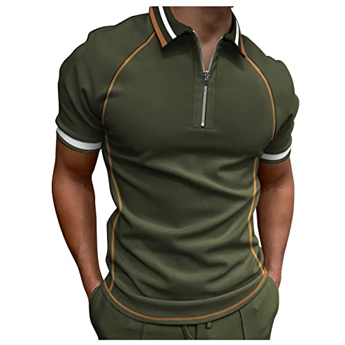 Poloshirt Herren Kurzarm Einfarbig Basic Golf T-Shirt Polohemd Sommer Slim Fit Kurzarm T Shirt Sommer Slim Fit Golf Sports Shirts Tshirt Sport Outdoor Poloshirt mit Reißverschluss T-Shirt Sommer von TIMELYE