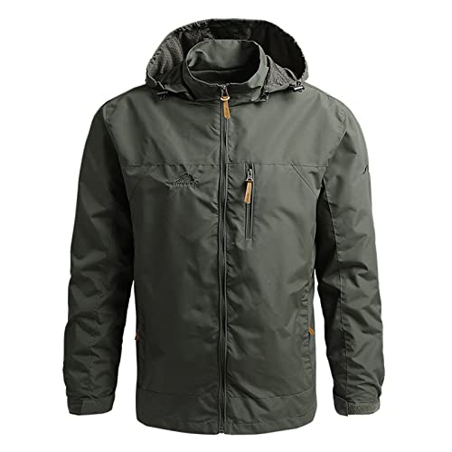 Regenponcho Größen Regenjacke Herren Wasserdicht Atmungsaktiv Wasserdicht Regenjacke Wasserdicht Leicht Softshelljacke Softshell Regenponcho Übergangsjacke Outdoor Jacken Für Herren(1-Army Green,3XL) von TIMELYE