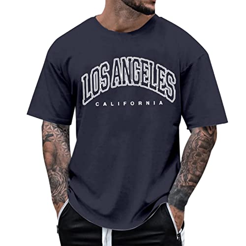 T Shirt Herren Los Angeles California Oversized Tshirt Graphic Print Casual Tops Mode Kurzarm Tshirt Herren Sportshirt Oversized Männer T-Shirt Sommer Rundhals Shirt Atmungsaktiv Vintage Streetwear von TIMELYE