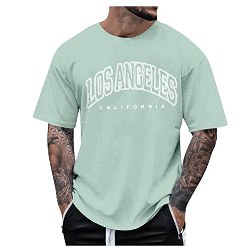 T Shirt Herren Los Angeles California Oversized Tshirt Graphic Print Casual Tops Mode Kurzarm Tshirt Herren Sportshirt Oversized Männer T-Shirt Sommer Rundhals Shirt Atmungsaktiv Vintage Streetwear von TIMELYE