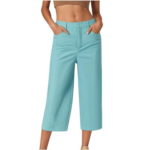 TIMELYE Caprihose Damen Sommer Casual 3/4 Hose Atmungsaktiv Outdoor Jogginghose Wanderhose Stretch Leichte Sommerhose mit Taschen Freizeit Leichte Sommerhose Crop Büro Bürohose von TIMELYE