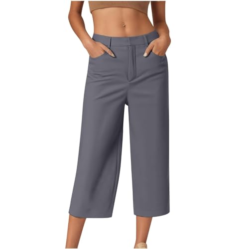 TIMELYE Caprihose Damen Sommer Casual 3/4 Hose Atmungsaktiv Outdoor Jogginghose Wanderhose Stretch Leichte Sommerhose mit Taschen Freizeit Leichte Sommerhose Crop Büro Bürohose von TIMELYE