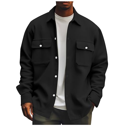 TIMELYE Cord Hemd Herren Musselin Cordjacke Oversize Freizeithemden Für Herren Hoody Stehkragenhemd Oversize Hemd Oktoberfest Herren Hemden Herren Winter Karohemd Winter Flanellhemden von TIMELYE