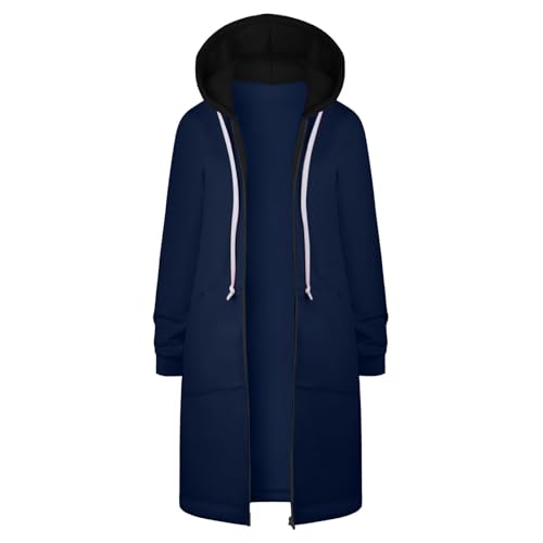 TIMELYE Damen Winterjacke Bequem Sweatjacke Übergangsjacken+Damen+günstig Softshelljacke Elegant Sweatshirt Kapuzenpullover Damen Sweatjacke Mit Kapuze Langpullover Kuschel Hoodie Herren（2-Navy，4XL） von TIMELYE