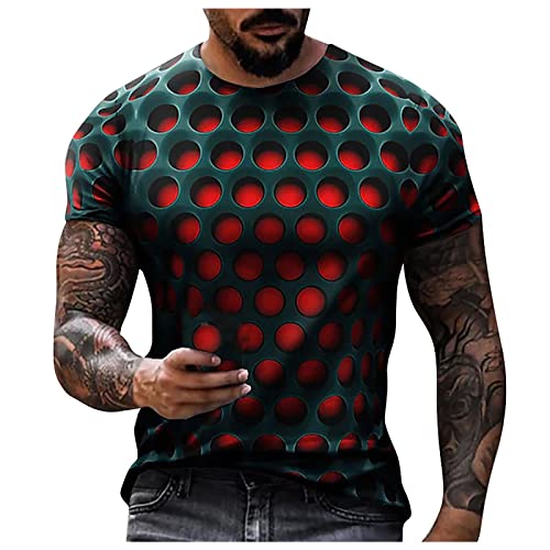 Herren 3D Druck T-Shirt, Unisex Sommer Mode Beiläufige Grafik Rundhals Kurzarm Shirt Wabe Persönlichkeit gedruckt Kurzarm Tops Lustig Kurzen Ärmeln Oberteil Weich Bequem Top Bluse Streetwear von TIMELYE