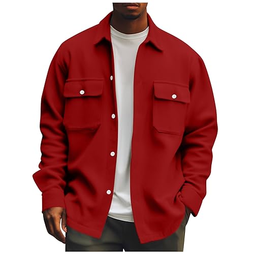 TIMELYE Herren Jacke Hemd Cord Flannel Hemd Oktoberfest Herren Dünne Freizeithemden Musselin Hemd Herren Leicht Jeanshemd Herren Dünne Jacke Herren Elegant Longbluse Leichte Hemden Herren Langarm von TIMELYE