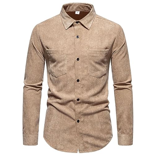 TIMELYE Herren Jacke Hemd Cord Teddy Dünne Jacke Herren Atmungsaktiv Jacke Oversized Blusen Warm Overshirt Arbeitshemd Hoody Bluse Langarm Holzfällerhemd Herren von TIMELYE