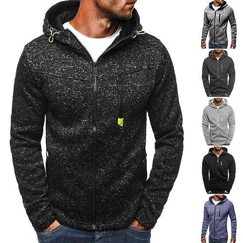 TIMELYE Herrenmantel Atmungsaktiv Kurzmantel Winterjacke Puffer Jacke Herren Wolle Strickjacke Business Bomberjacke Herren Herbst Jogginganzug Fleecejacke Herren(1-Black,L) von TIMELYE