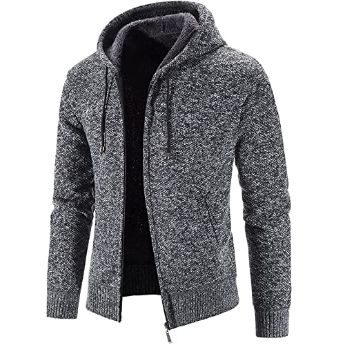 TIMELYE Kapuzen-Strickjacke Für Herren Moda Men's Jackets Warm Leichte Jacke Herren Fleece Trachtenjacke Winter Trachtenjanker Herren Jacket von TIMELYE