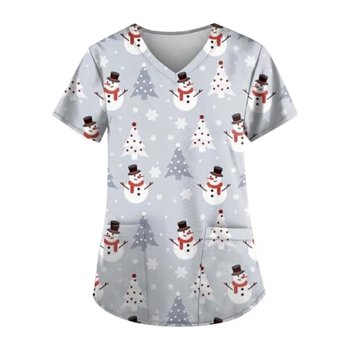 TIMELYE Kasack Damen Weihnachten Bequemer Schlupfhemd Laborkittel Mit Taschen Angebot Des Tages (3-Gray, 4XL) von TIMELYE