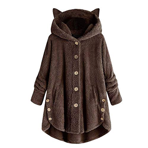 TIMELYE Oversized Teddy Hoodie Damen Plüschmantel mit Taschen, Fleece Plüschjacke Herbst Einfarbige Pullover Winter Kapuzenpullover Sweater Outwear von TIMELYE