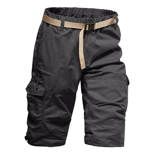 TIMELYE Sporthose Herren Shorts Casual Basketball Shorts Herren Freizeit Baggy Cargo Pants Trainingshose Kurz Herren Relaxed-Fit Leinenhose Herren Herren Cargo-Shorts(2-Dark Gray,L von TIMELYE