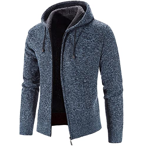 TIMELYE Strickjacke Herren Hoody Trachten Strickjacke Herren Zip Up Trachtenjanker Herren Teddy Strickpullover Herren Moda Sweatjacke Herren Ohne Kapuze Herren Fleecejacke von TIMELYE