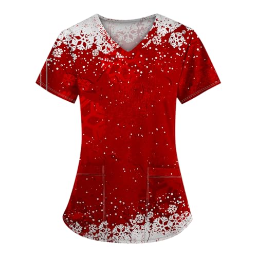 Weihnachten Kasack Generisch Kasacks Krankenhaus Schlupfhemd Motiv Bunt Schlupfhemd Kasack Weihnachtskasack Kasack Pflege Damen Weihnachten Mit Taschen Deals of The Day(3-Wine,L) von TIMELYE